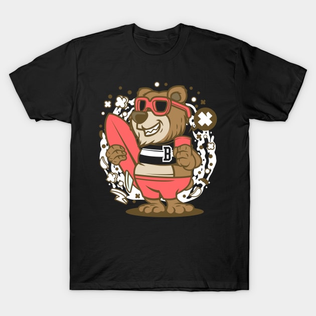 Bear Surfing T-Shirt by p308nx